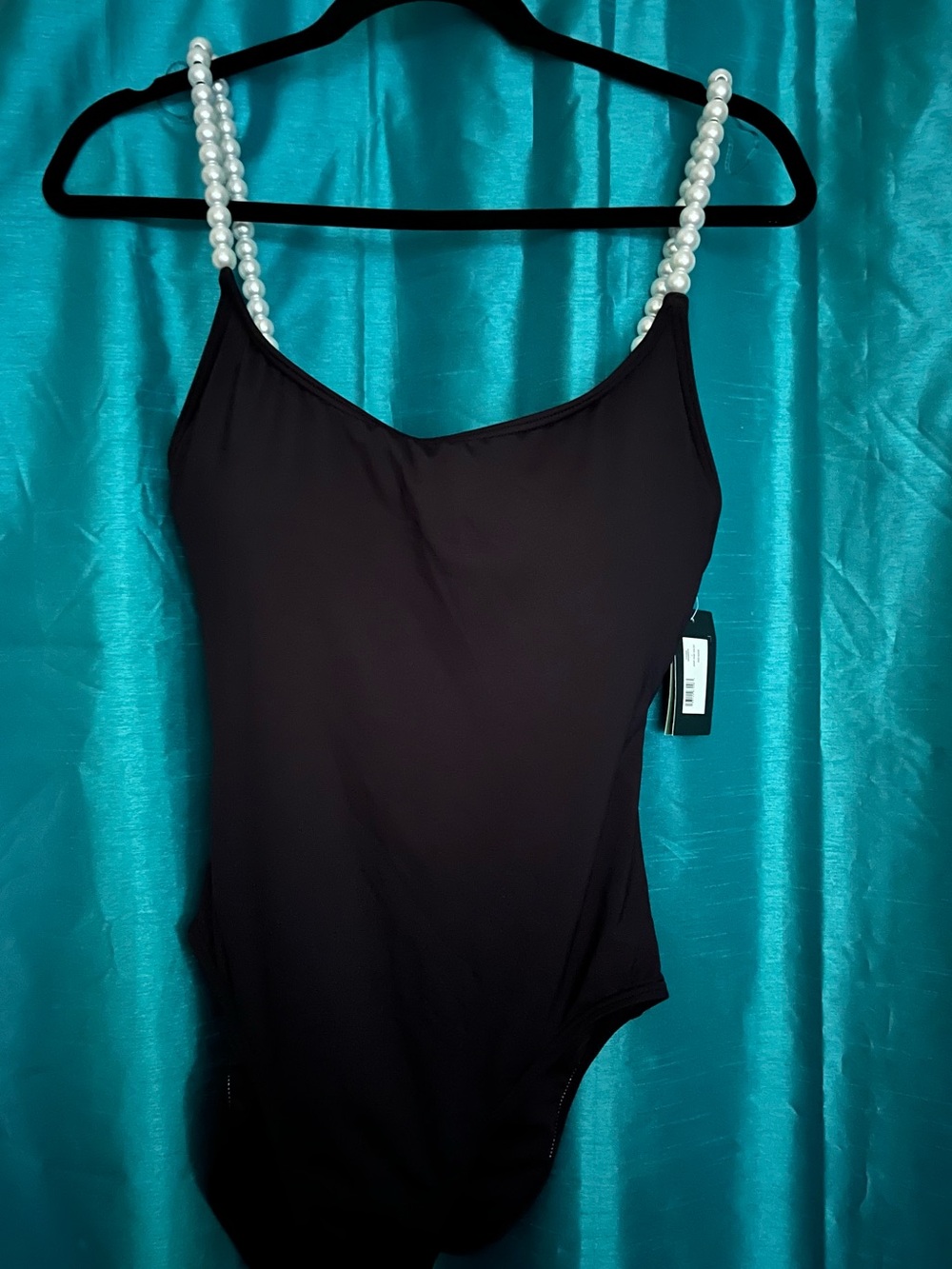 kate spade Black One-Piece Swimsuit with Pearl Strap Detail